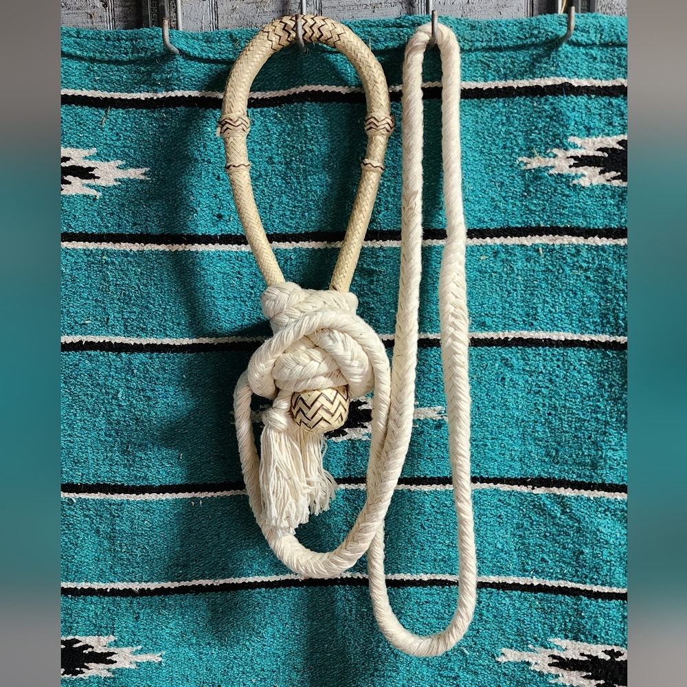 Horse Bosal with white cotton reins
